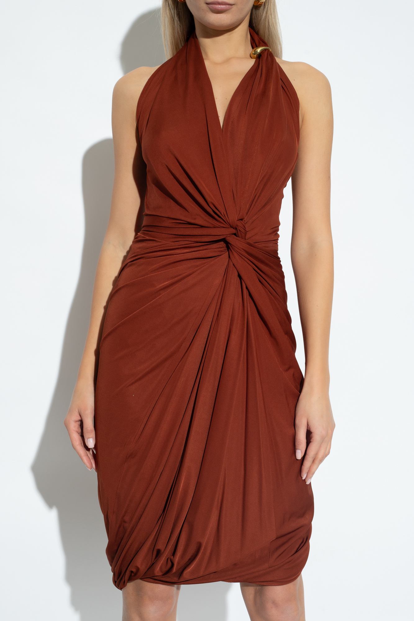 ワンピース BOTTEGA VENETA DRAPED DRESS SchaferandweinerShops | Bottega Veneta mit Knotendetail Gold